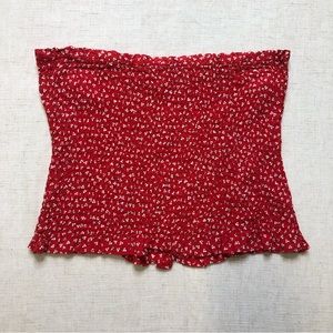 Style Envy Tube Top Strapless Red Floral Ruffle L